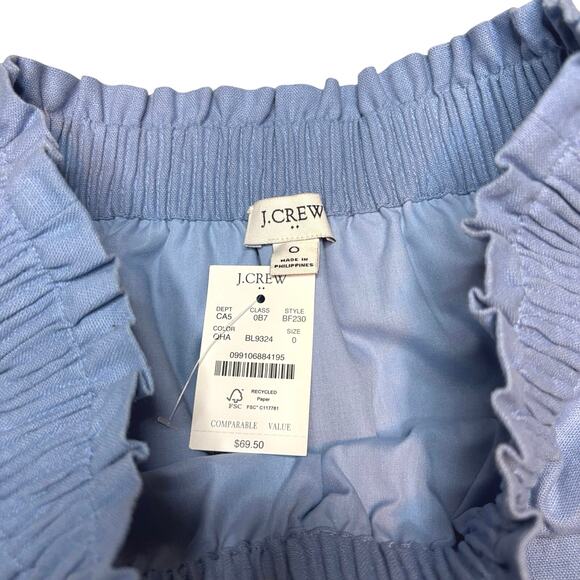 J.Crew Linen Cotton City Skirt Blue Elastic Waist Chambray Look NWT Size 0 - Picture 5 of 6